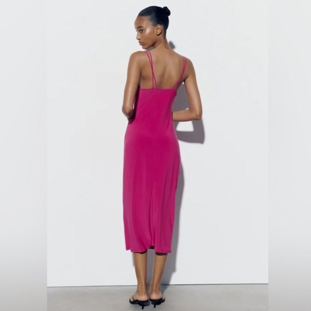 Zara Fuchsia Bodycon Midi Dress - Picture 2 of 9